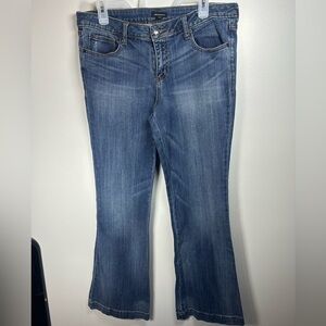 Blue Flare Leg Jeans with Medium Wash I❤️ Heart Ronson size 10